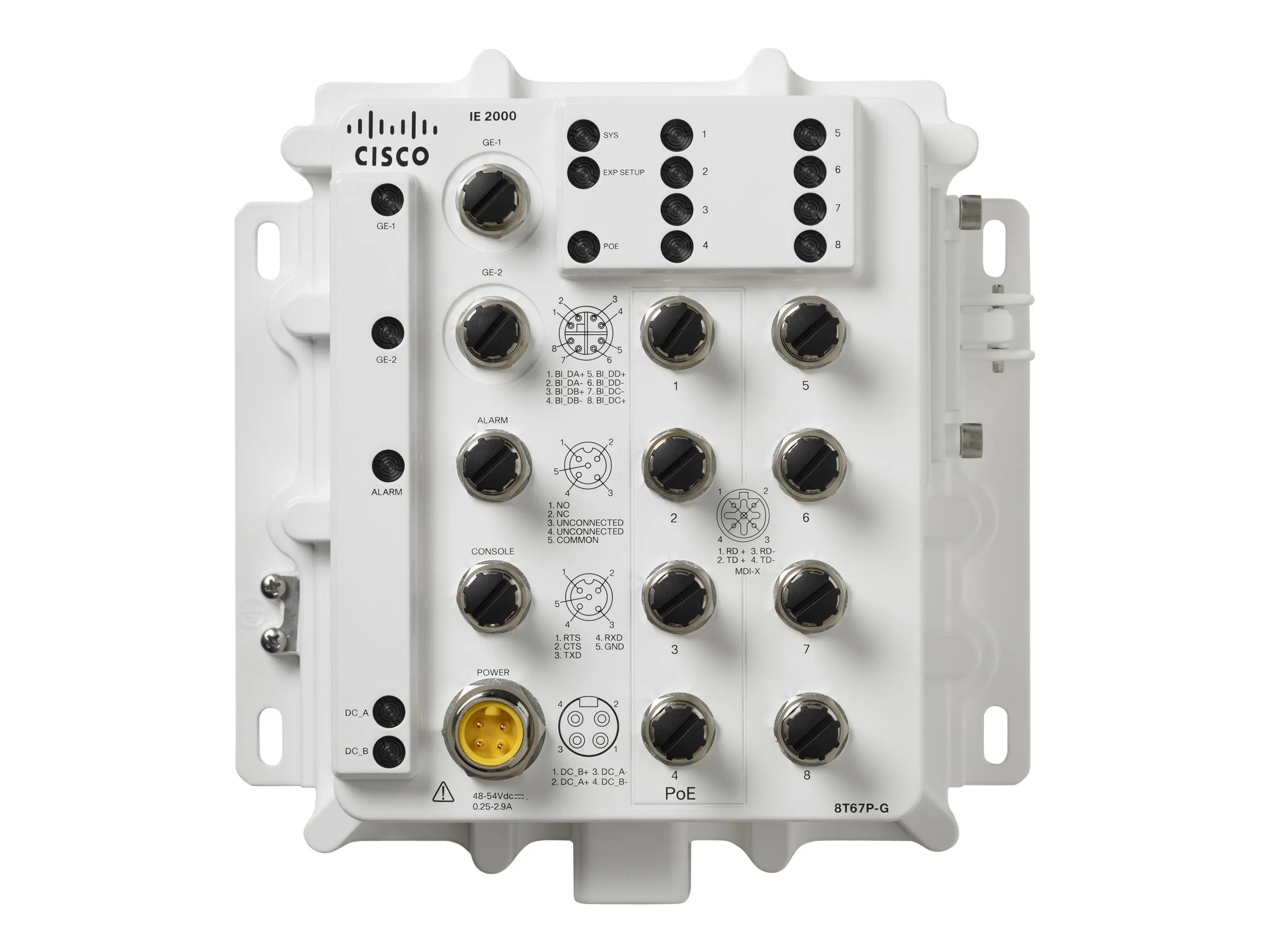 Cisco Industrial Ethernet 2000 IP67 Series - Switch - managed - 8 x 10/100 (PoE )   2 x 10/100/1000 - wall-mountable - PoE  - IE-2000-8T67PGE-RF