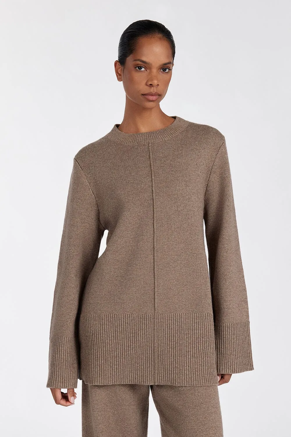CLEMENCE CHOC MARLE KNIT JUMPER
