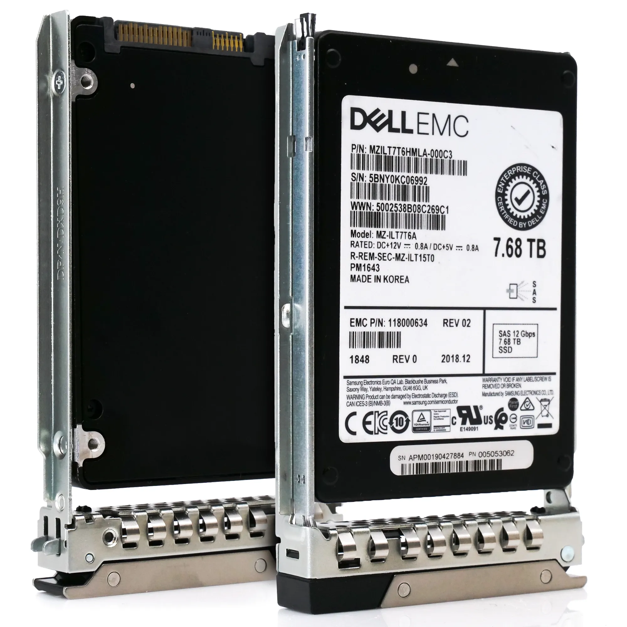 Dell EMC 118000634 G14 7.68TB SAS 12Gb/s 512e 1DWPD 2.5in Recertified Solid State Drive