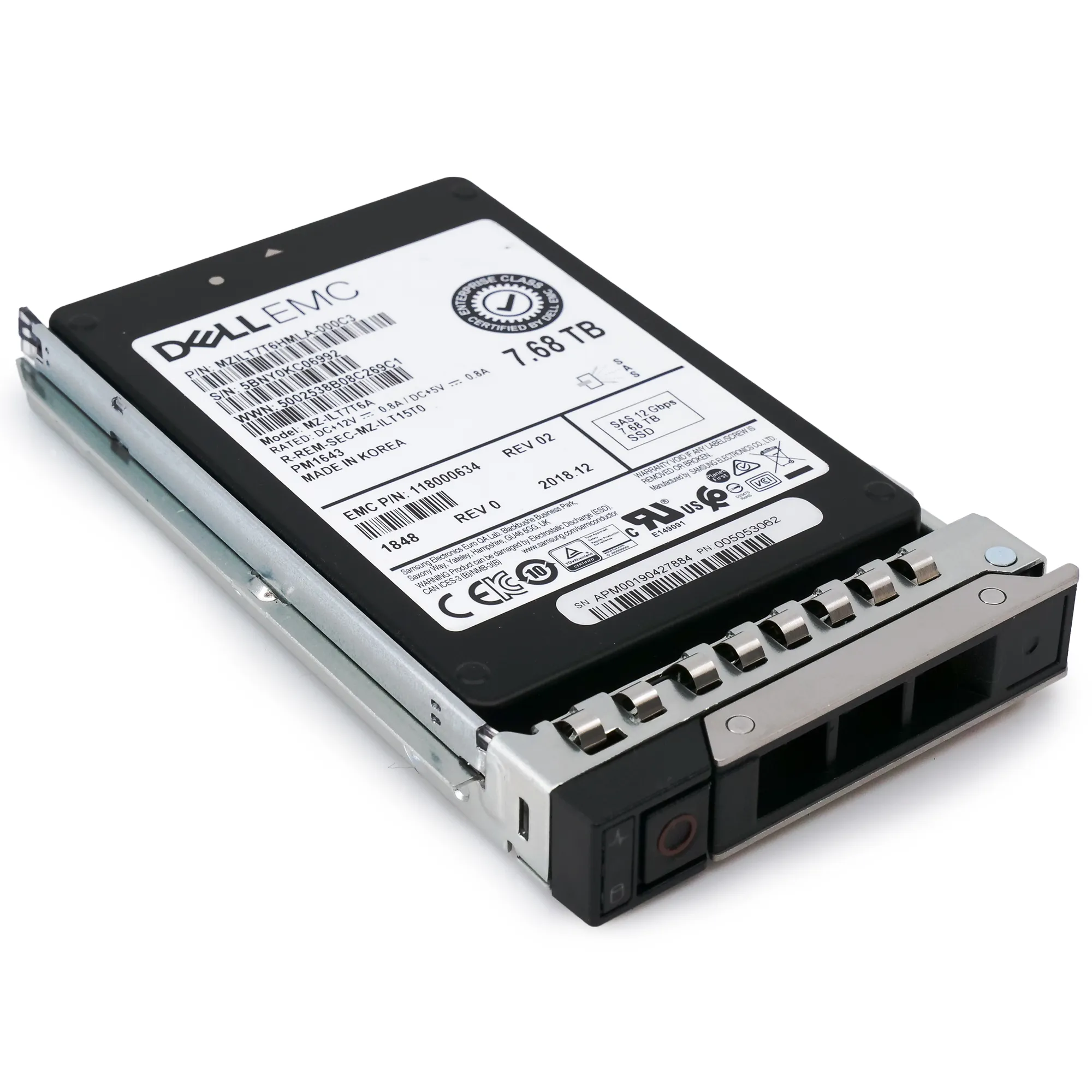 Dell EMC 118000634 G14 7.68TB SAS 12Gb/s 512e 1DWPD 2.5in Recertified Solid State Drive