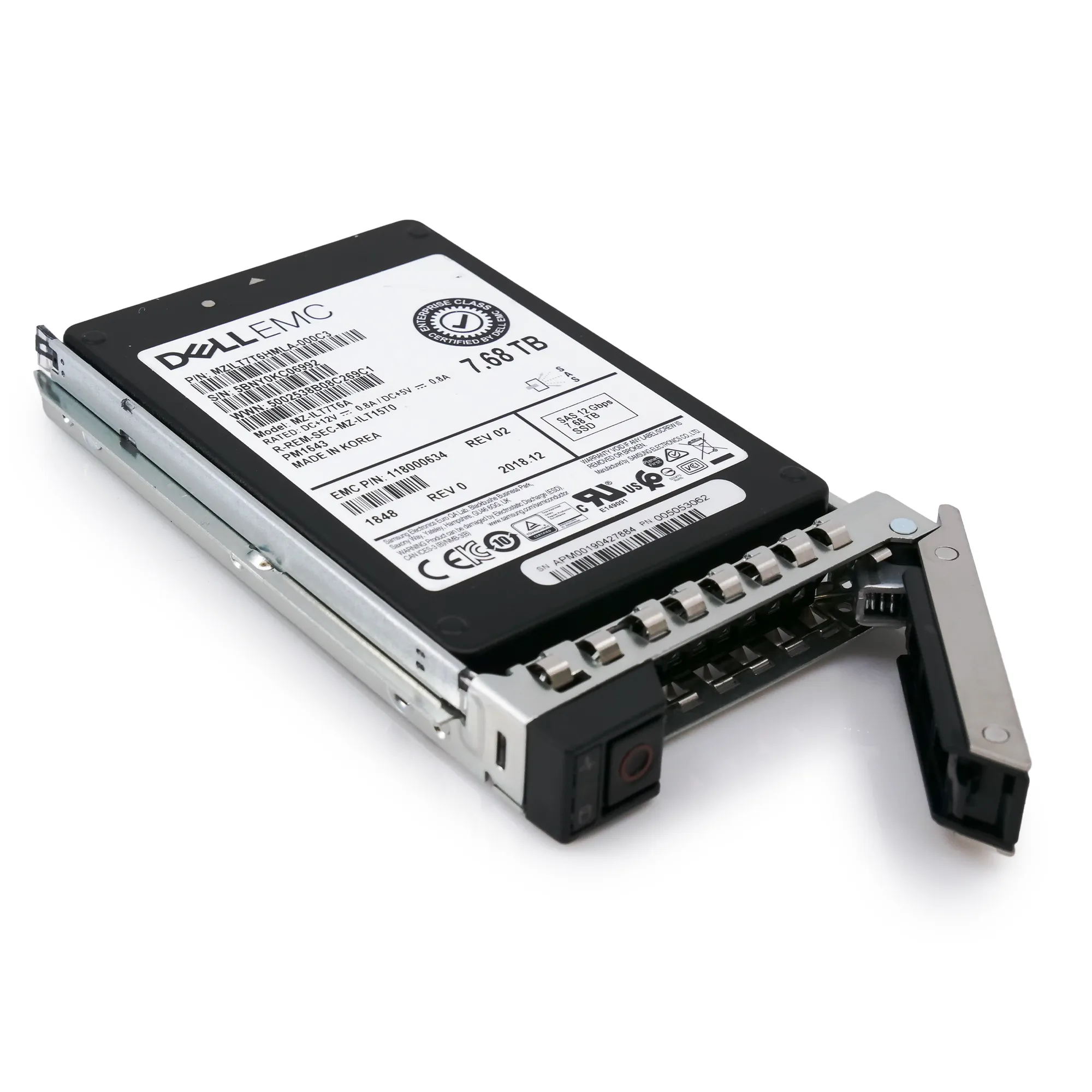 Dell EMC 118000634 G14 7.68TB SAS 12Gb/s 512e 1DWPD 2.5in Recertified Solid State Drive