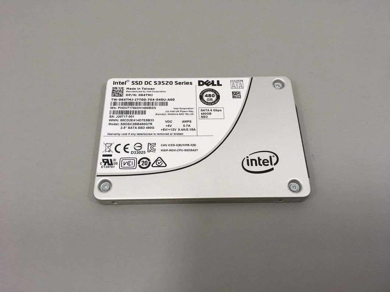 Dell G13 K4RTN 480GB SATA 6Gb/s 2.5" Read Intensive Manufacturer Recertified SSD