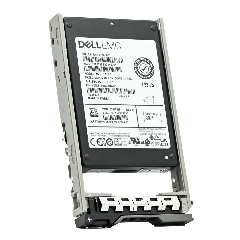 Dell G13 TMTW9 MZILT1T9HBJRAD3 1.92TB SAS 12Gb/s 1DWPD Read Intensive 2.5in Solid State Drive