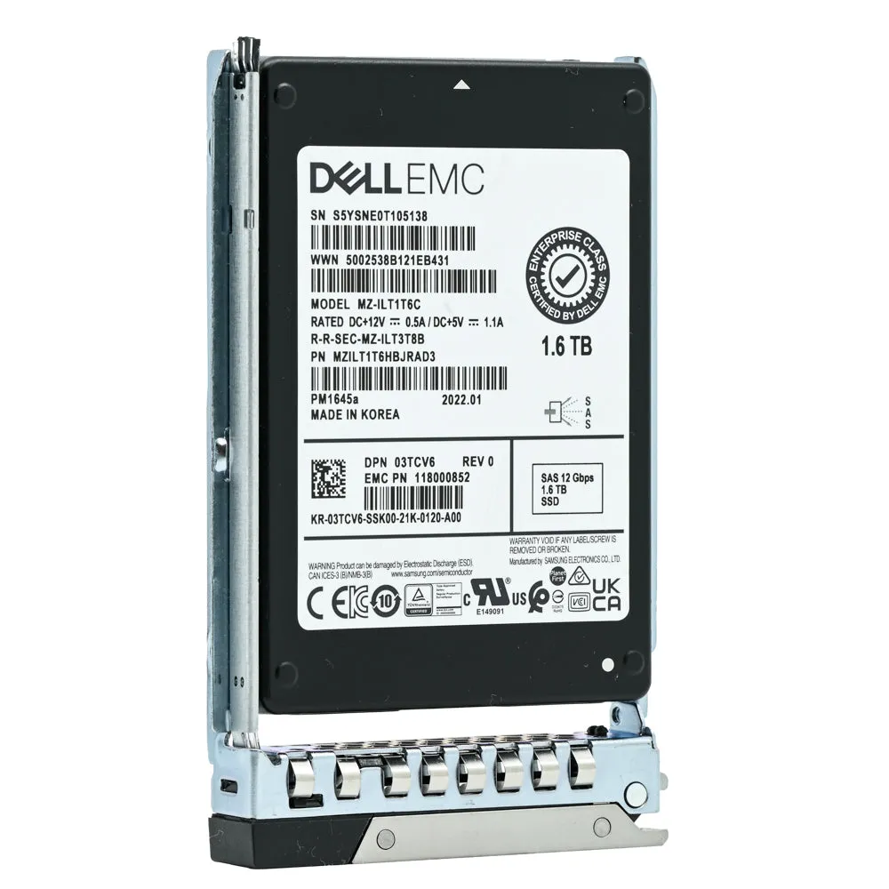 Dell G14 3TCV6 MZILT1T6HBJRAD3 1.6TB SAS 12Gb/s 3DWPD Mixed Use 2.5in Solid State Drive