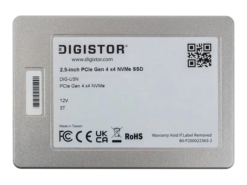 DIGISTOR - SSD - Mixed Use, High Performance - encrypted - 3.2 TB - 3 DWPD - internal - 2.5 - U.3 PCIe 4.0 x4 (NVMe) - 256-bit DIG-P4U30G30-03200