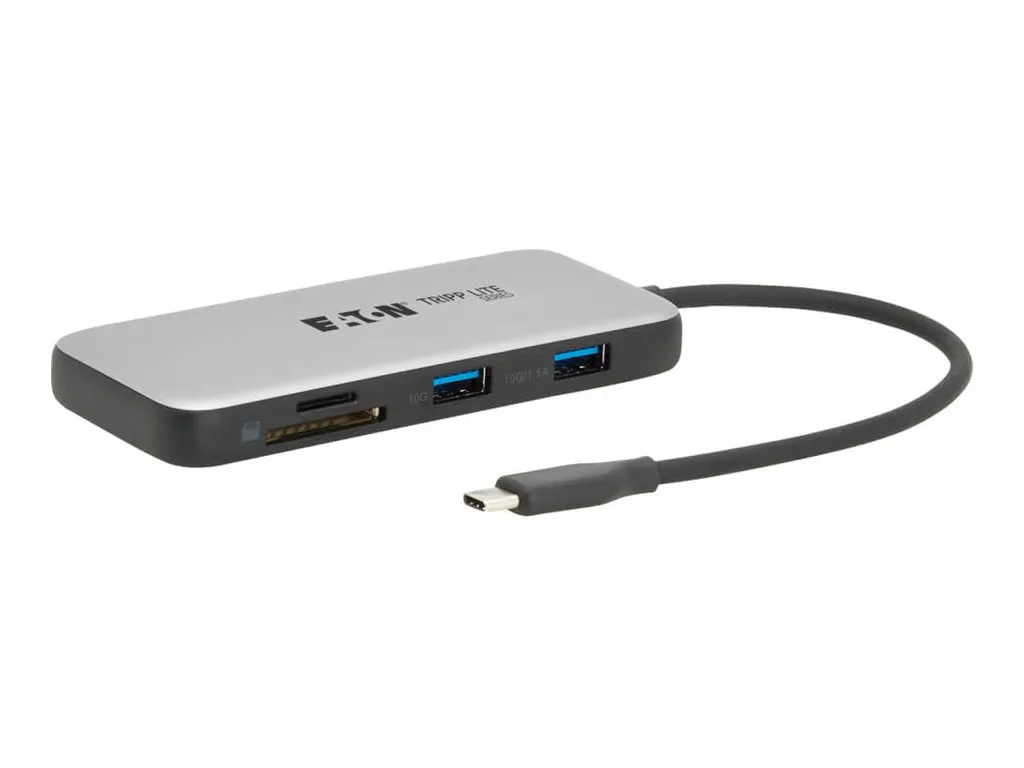 Eaton Tripp Lite Series USB-C Multiport Adapter 4K60Hz HDMI USB 3.2 Gen 2 Memory Card Slots 100W PD Charging - Docking station U444-06N-H4MUC3