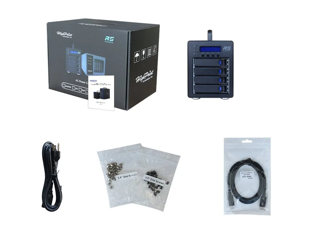 HighPoint RocketStor 6614V - Hard drive array - 4 bays (SATA-600 / SAS-3) - Thunderbolt 3 (external) RS6614V
