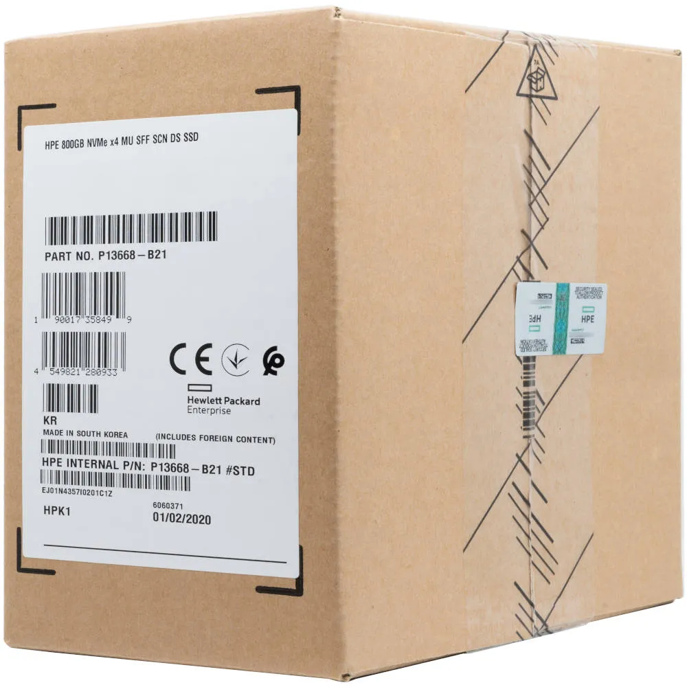 HP Gen10 P13668-B21 P11533-001 800GB PCIe Gen 3.1 x4 4GB/s Mixed Use U.2 NVMe 2.5in Solid State Drive