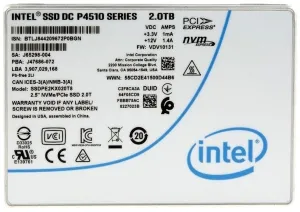 Intel P4510 SSDPE2KX020T801 2TB PCIe Gen 3.1 x4 4GB/s U.2 NVMe 2.5in Refurbished SSD