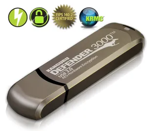 Kanguru Defender 3000™ SuperSpeed USB 3.0, FIPS 140-2 Level 3 Certified, Hardware Encrypted Flash Drive
