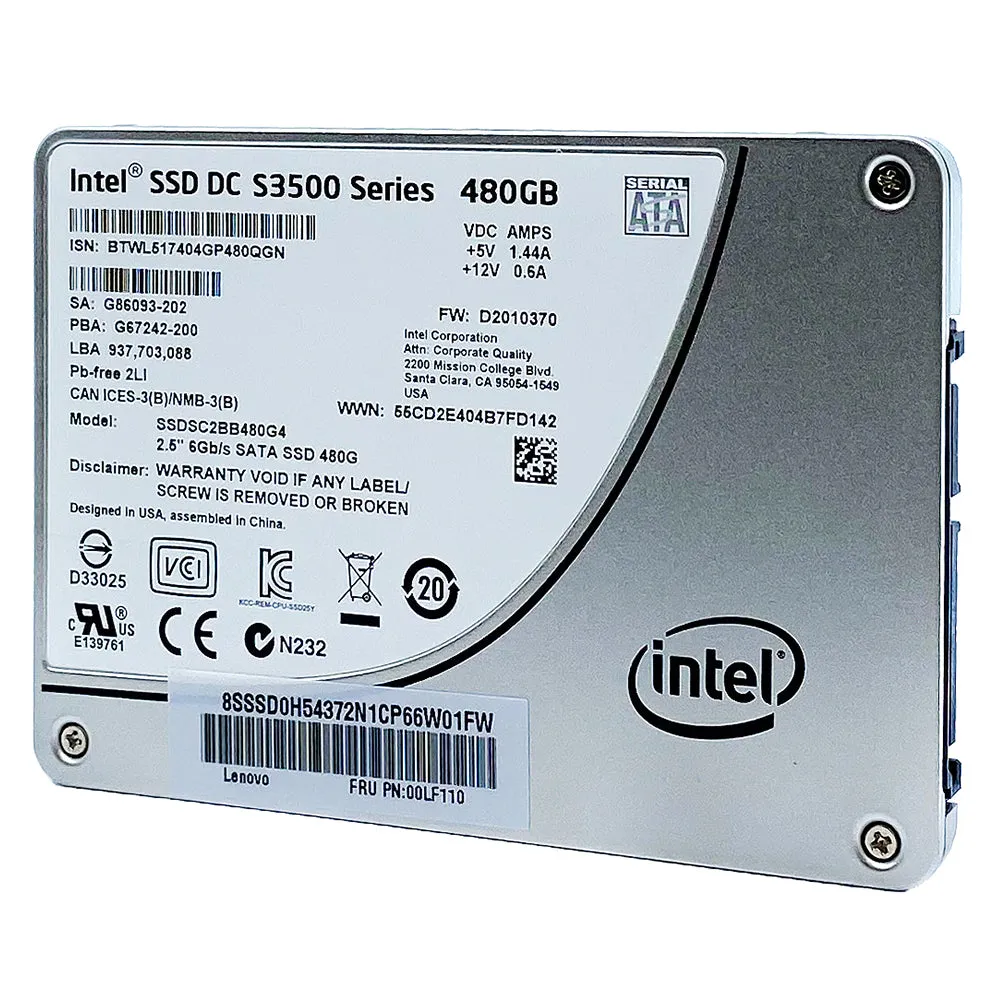 Lenovo DC S3500 SSDSC2BB480G4 00LF110 480GB SATA 6Gb/s MLC 2.5in Solid State Drive