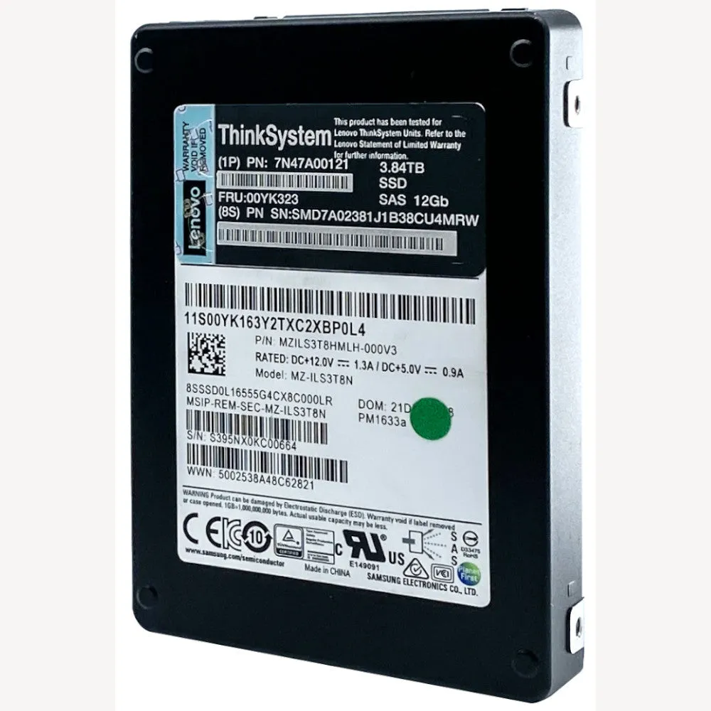Lenovo PM1633a MZILS3T8HMLH 00YK323 3.84TB SAS 12Gb/s 2.5in Refurbished SSD