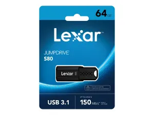 Lexar JumpDrive S80 - USB flash drive - 64 GB - USB 3.1 - black LJDS080064G-BNBNU