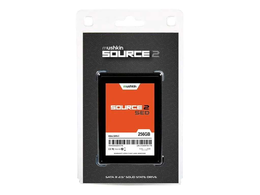 Mushkin Source 2 SED - SSD - encrypted - 256 GB - internal - 2.5 - SATA 6Gb/s - 256-bit AES - Self-Encrypting Drive (SED) MKNSSDSE256GB