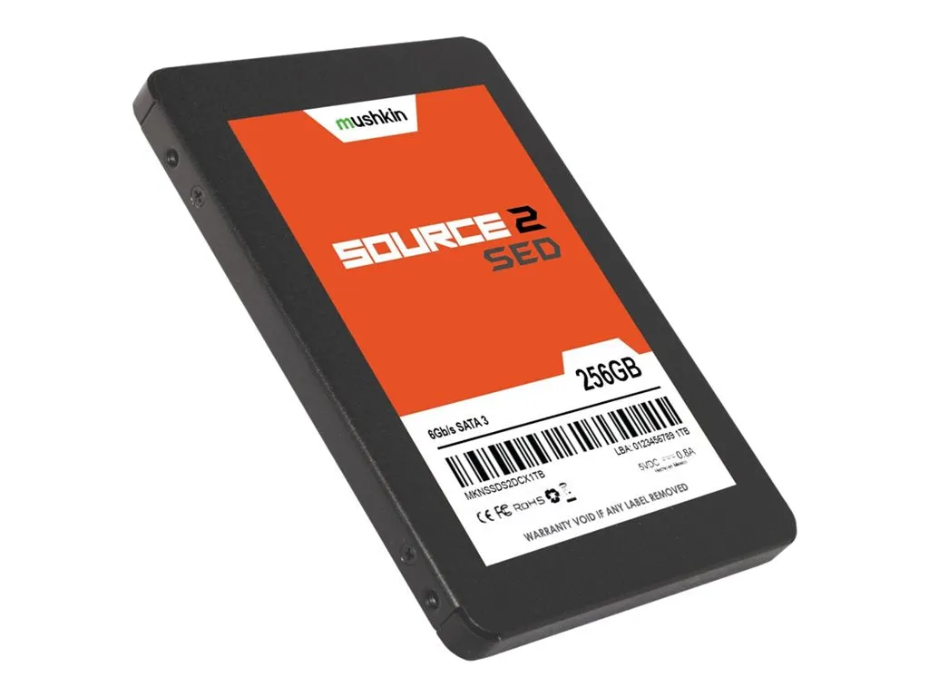 Mushkin Source 2 SED - SSD - encrypted - 256 GB - internal - 2.5 - SATA 6Gb/s - 256-bit AES - Self-Encrypting Drive (SED) MKNSSDSE256GB