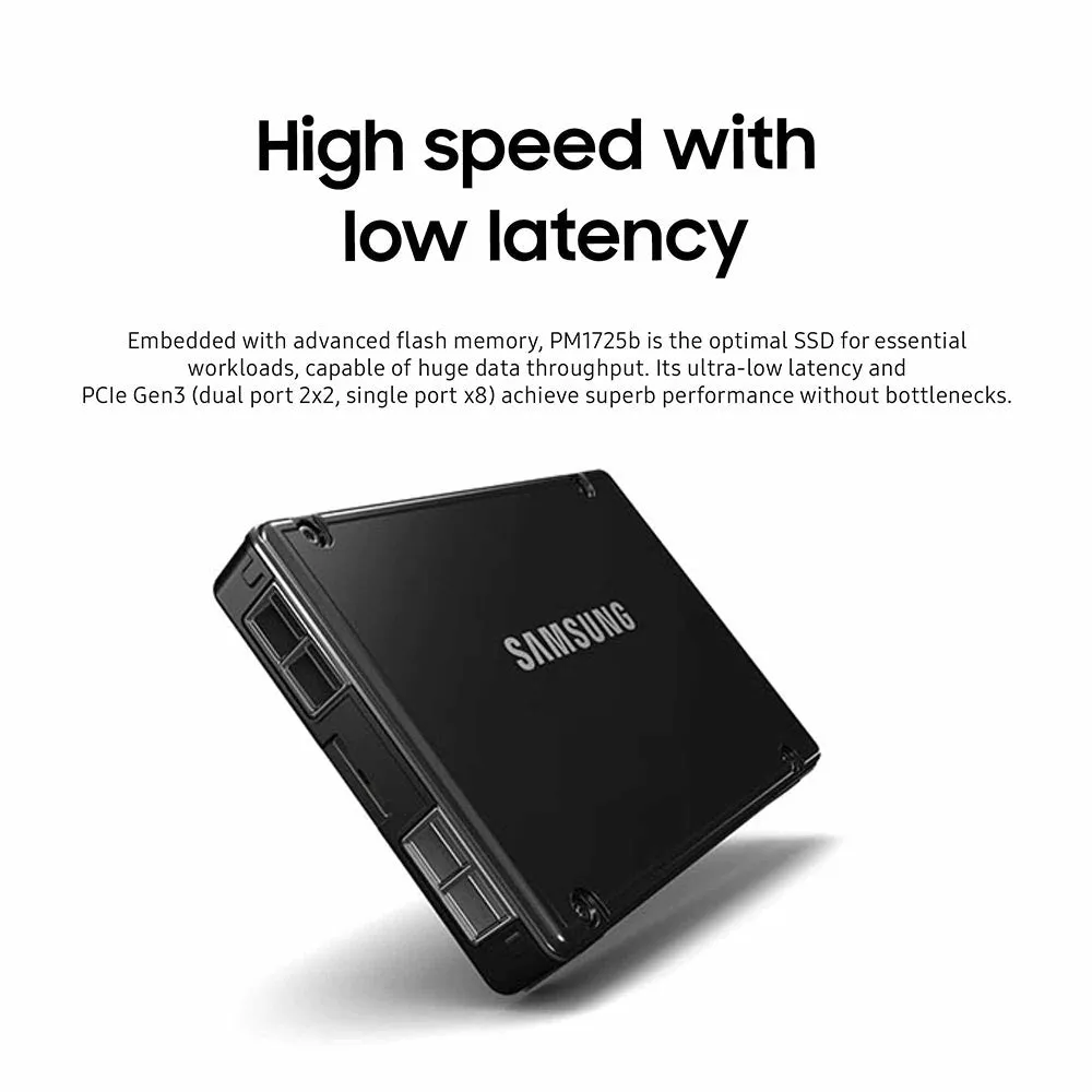 Samsung PM1725b MZWLL1T6HAJQ MZ-WLL1T6B 1.6TB PCIe Gen 3.0 x4 4GB/s 2.5" Dual Port SSD