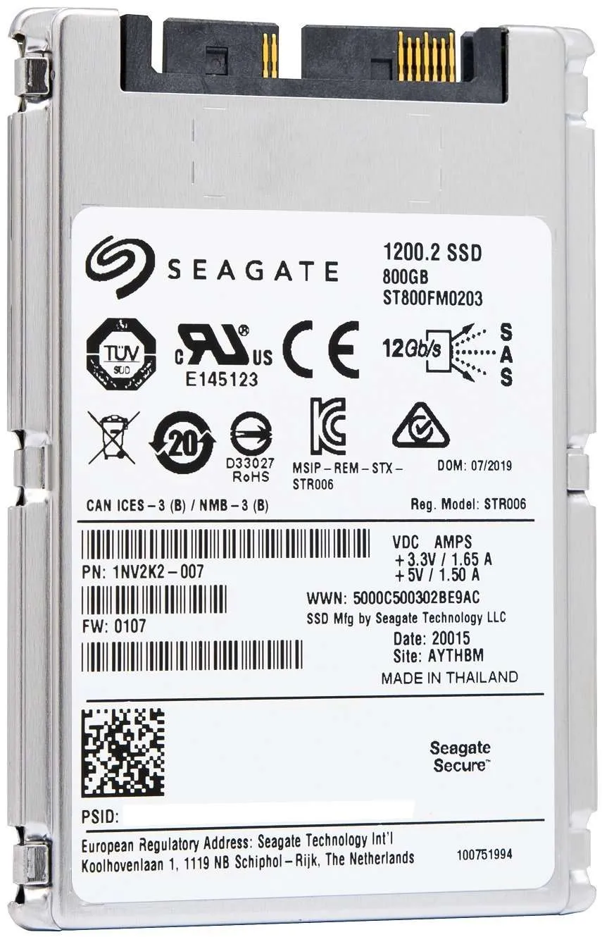 Seagate 1200.2 ST800FM0203 800GB SAS 12Gb/s 1.8" SED Manufacturer Recertified SSD