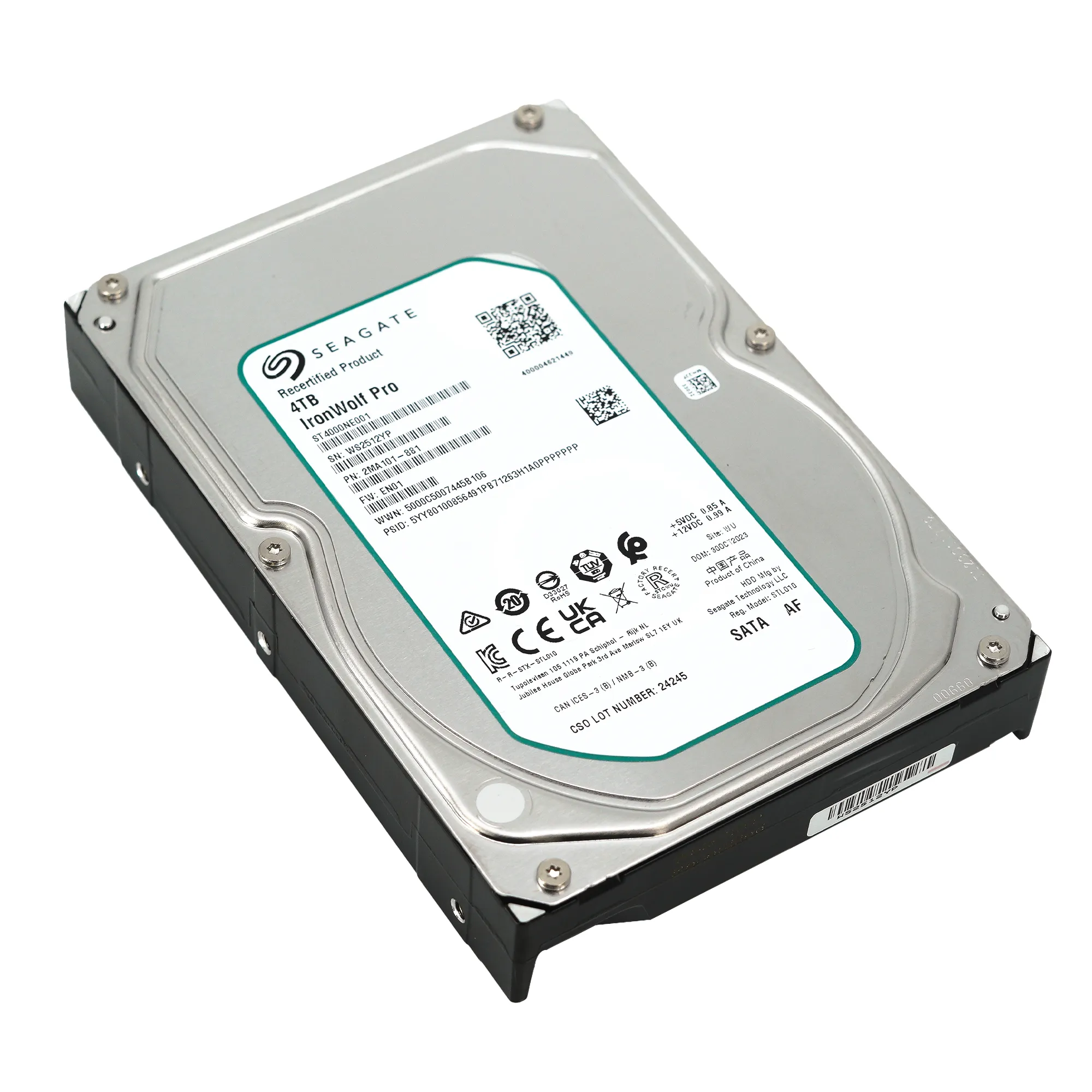 Seagate Ironwolf Pro ST4000NE001 4TB 7.2K RPM SATA 6Gb/s 512e NAS 3.5in Recertified Hard Drive