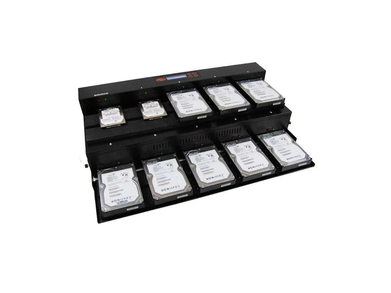 Systor 1 to 9 Flatbed SATA SSD HDD Duplicator & Sanitizer - 36GB/Min - Copy & Erase 3.5" & 2.5" Hard Disk & Solid State Drive 600MB/Sec (SYS09-SSD-SATA3)