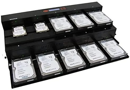 Systor 1 to 9 Flatbed SATA SSD HDD Duplicator & Sanitizer - 36GB/Min - Copy & Erase 3.5" & 2.5" Hard Disk & Solid State Drive 600MB/Sec (SYS09-SSD-SATA3)
