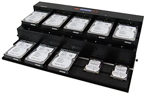 Systor 1 to 9 Flatbed SATA SSD HDD Duplicator & Sanitizer - 36GB/Min - Copy & Erase 3.5" & 2.5" Hard Disk & Solid State Drive 600MB/Sec (SYS09-SSD-SATA3)
