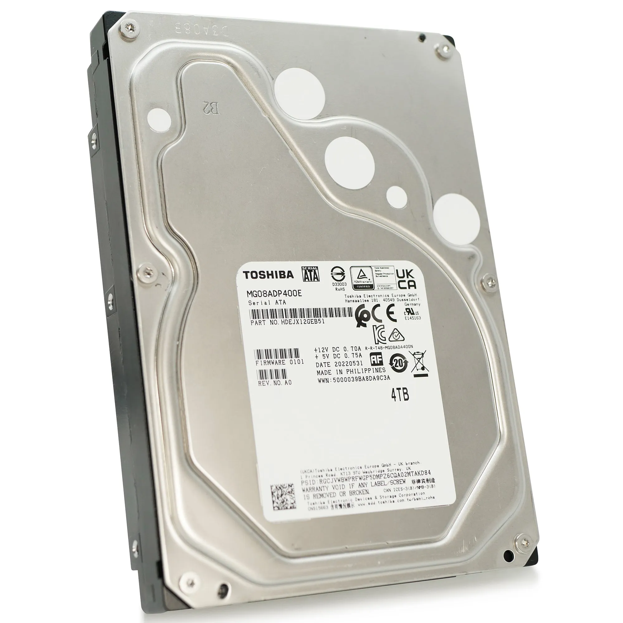 Toshiba MG08-D MG08ADP400E 4TB 7.2K RPM SATA 6Gb/s 512e 3.5in Hard Drive