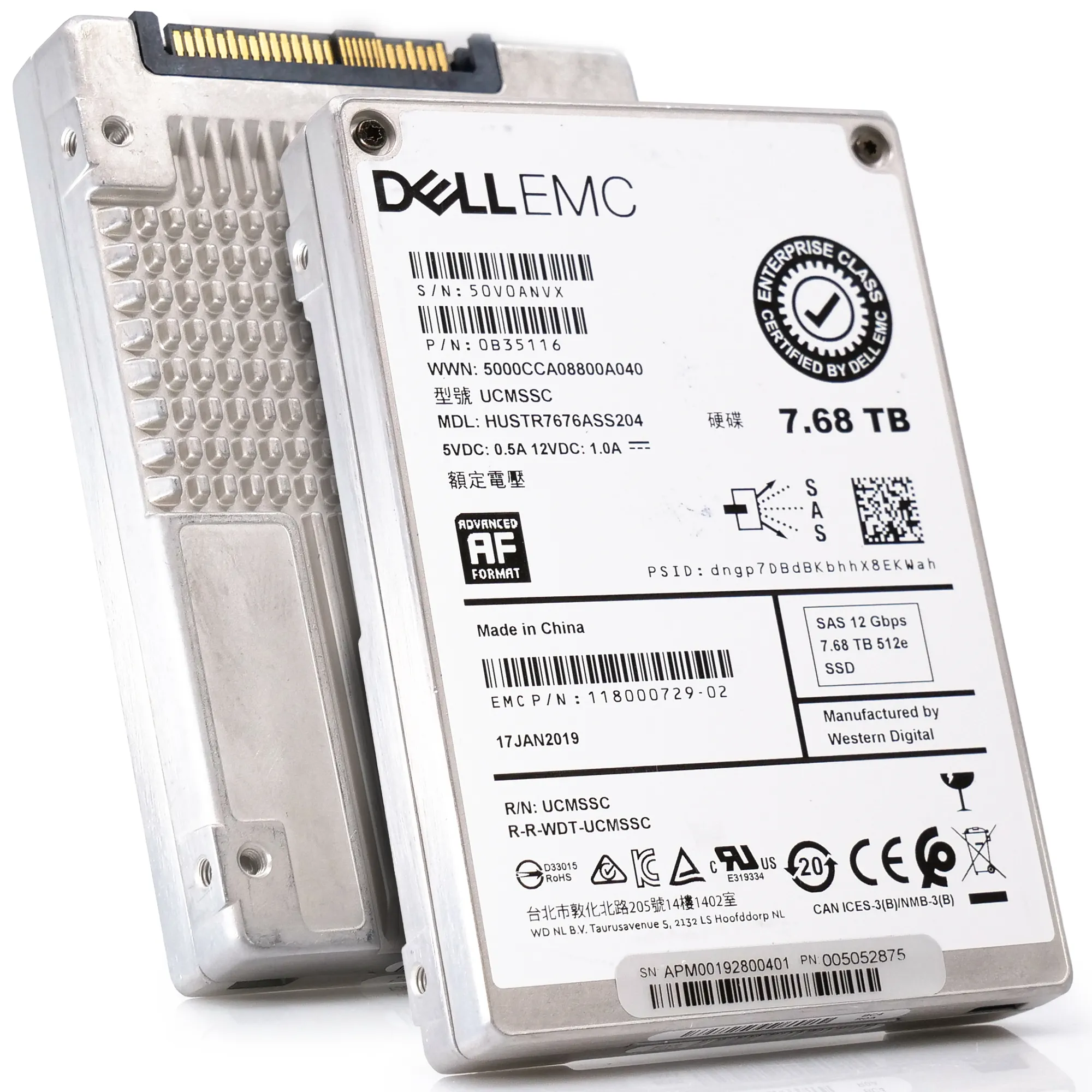 Western Digital / Dell Ultrastar SS300 HUSTR7676ASS204 0B35116 7.68TB SAS 12Gb/s 512e 1DWPD Read Intensive 2.5in Refurbished SSD