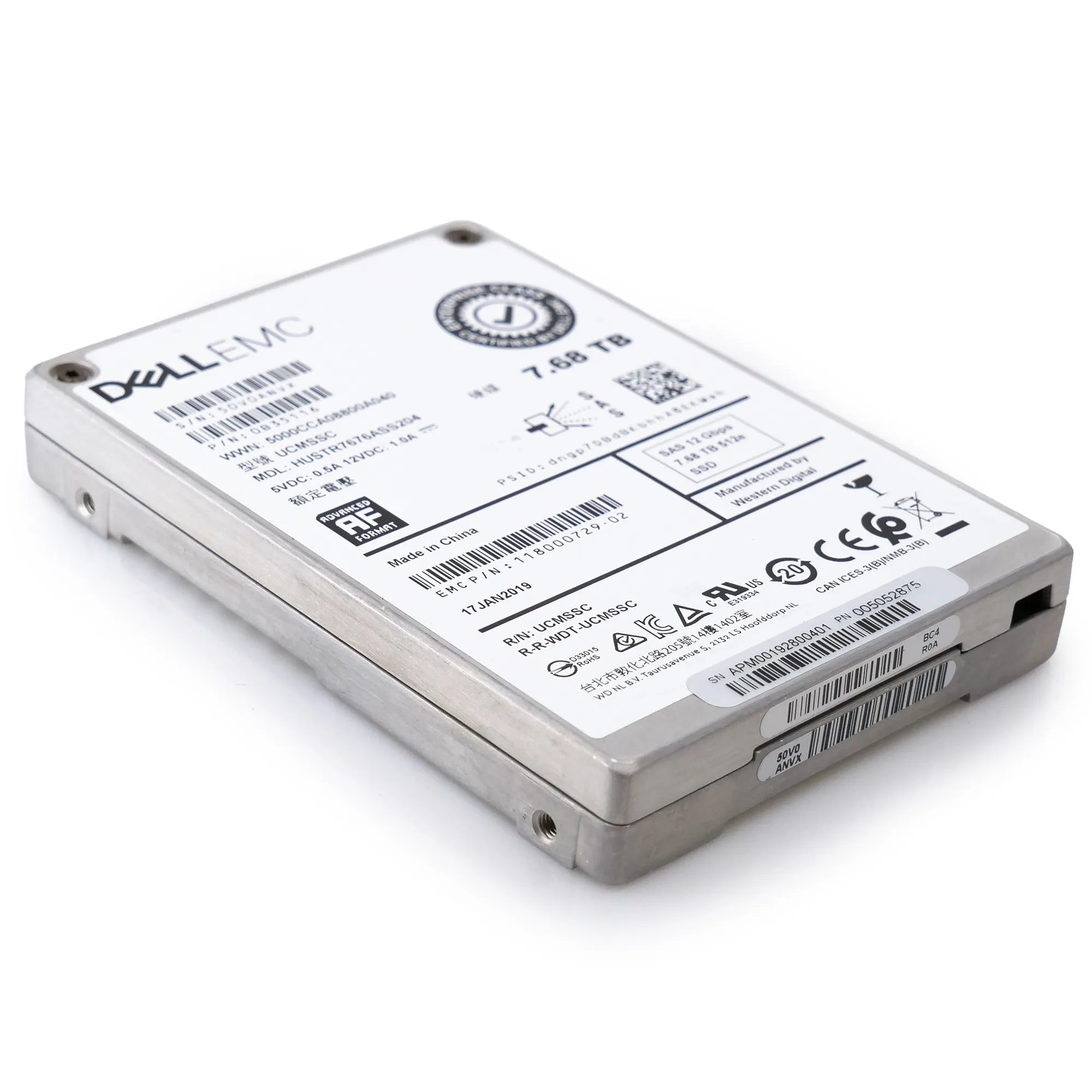 Western Digital / Dell Ultrastar SS300 HUSTR7676ASS204 0B35116 7.68TB SAS 12Gb/s 512e 1DWPD Read Intensive 2.5in Refurbished SSD