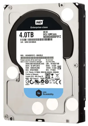 Western Digital Se WD4000F9YZ 4TB 7.2K RPM SATA 6Gb/s 64MB 3.5" HDD
