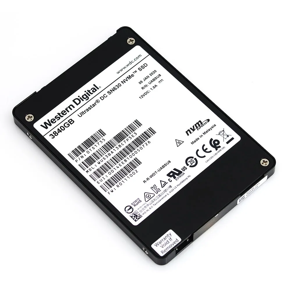 Western Digital Ultrastar DC SN630 WUS3BA138C7P3E3 0TS1755 3.84TB PCIe Gen 3.0 x4 4GB/s VRI 2.5in Solid State Drive
