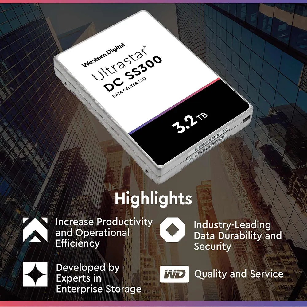 Western Digital Ultrastar DC SS300 HUSMR3232ASS205 JFCC7 3.2TB SAS 12Gb/s 3D MLC TCG-FIPS 2.5in Recertified Solid State Drive