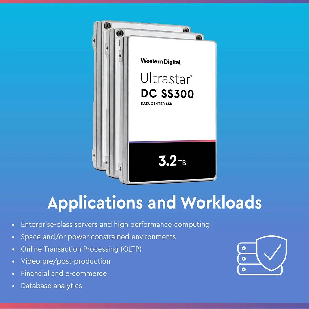 Western Digital Ultrastar DC SS300 HUSMR3232ASS205 JFCC7 3.2TB SAS 12Gb/s 3D MLC TCG-FIPS 2.5in Recertified Solid State Drive